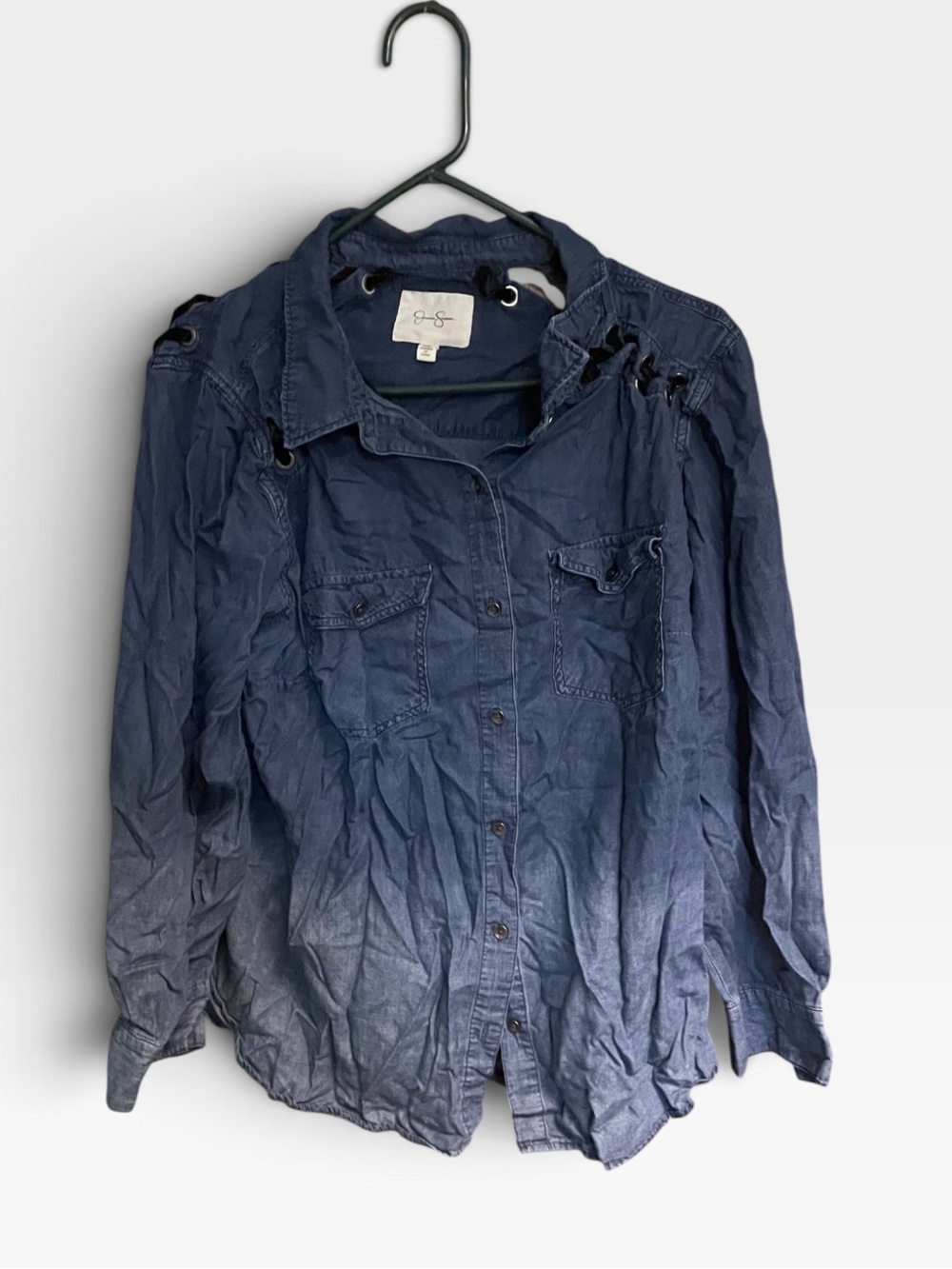 Jessica Simpson Indigo Ombre Denim Shirt Jacket size 2x